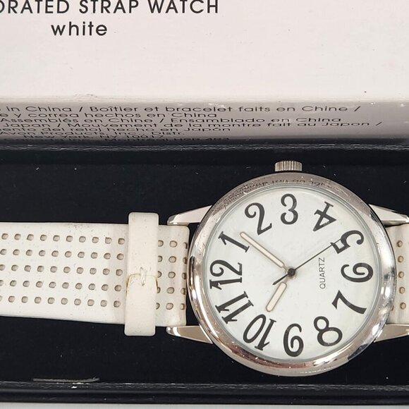 Avon Watch Lot Perforated Strap White Blue Color Block Purple Bold Black NEW - Picture 5 of 8